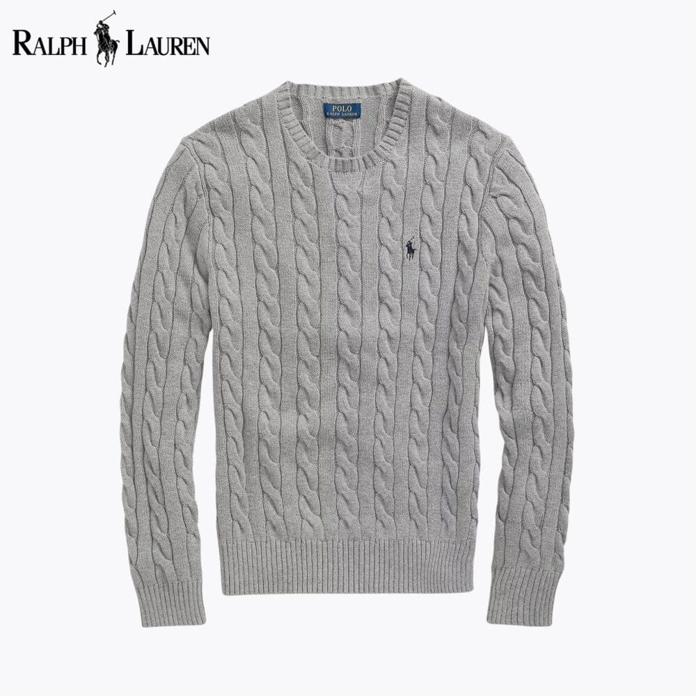 RL Cable-Knit Cotton Jumper RL Cable-Knit Cotton Jumper Slate Crown Grey S 