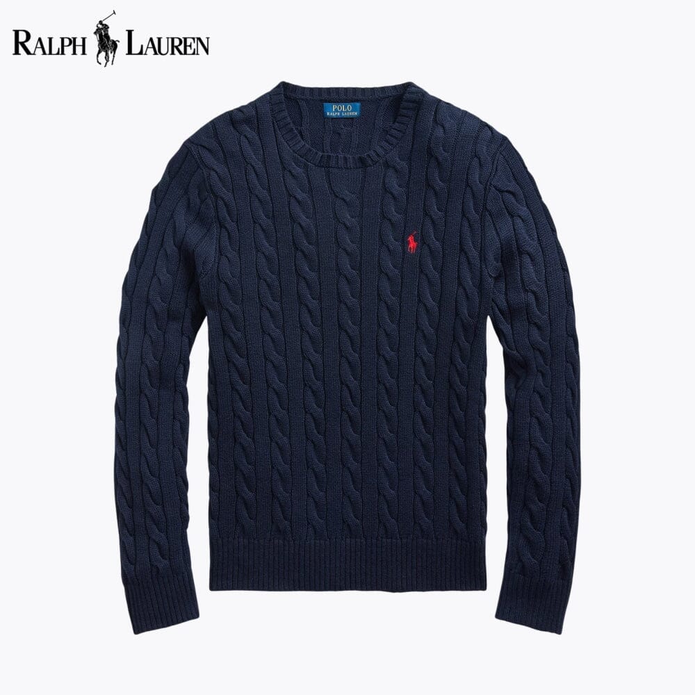 RL Cable-Knit Cotton Jumper RL Cable-Knit Cotton Jumper Slate Crown Navy Blue S 