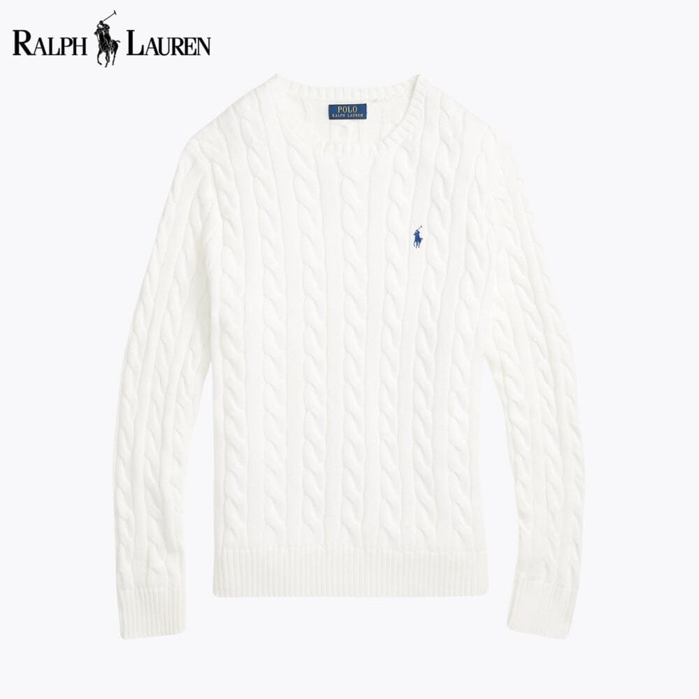 RL Cable-Knit Cotton Jumper RL Cable-Knit Cotton Jumper Slate Crown White S 