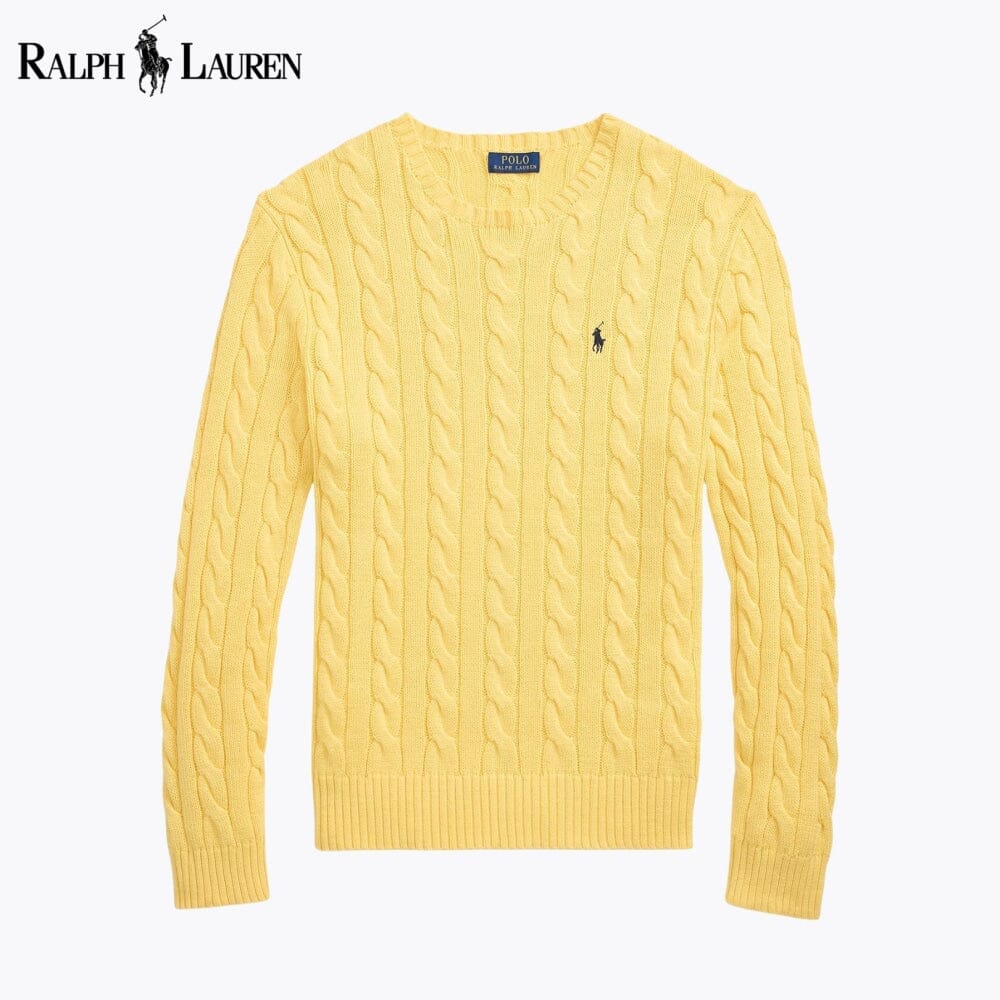 RL Cable-Knit Cotton Jumper RL Cable-Knit Cotton Jumper Slate Crown Yellow S 