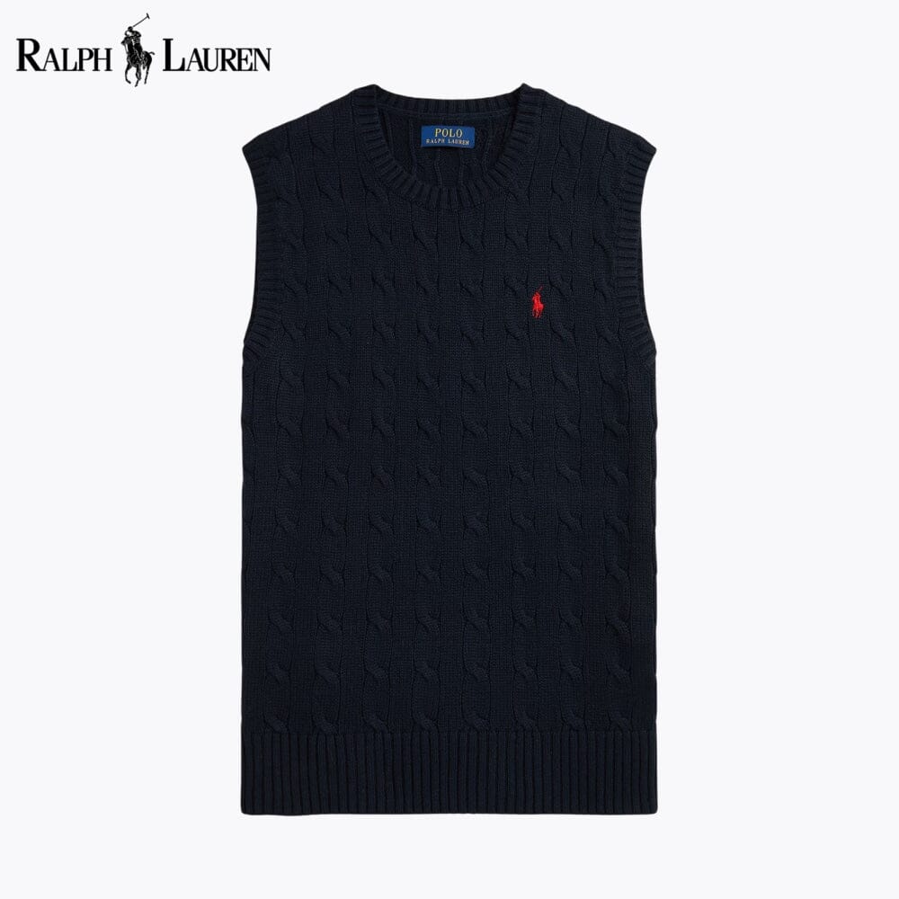 RL Cable-Knit Cotton Sweater Vest RL Cable-Knit Cotton Sweater Vest Slate Crown Blue Navy S 