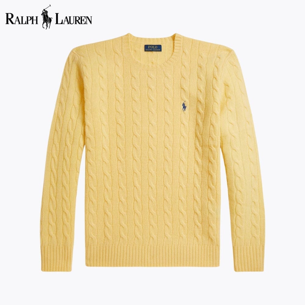 RL Cable-Knit Wool-Cashmere Jumper RL Cable-Knit Wool-Cashmere Jumper Slate Crown Yellow S 