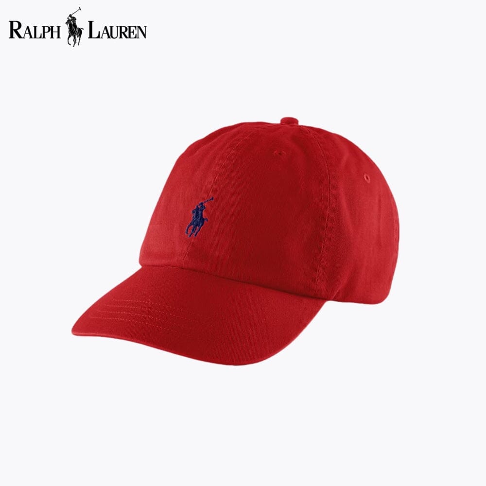 RL Cotton Chino Baseball Cap RL Cotton Chino Baseball Cap Slate Crown Red 
