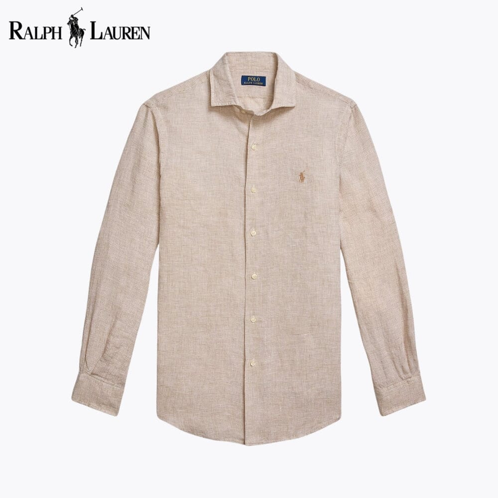 RL Custom Fit Linen Shirt RL Custom Fit Linen Shirt Slate Crown Beige White S 