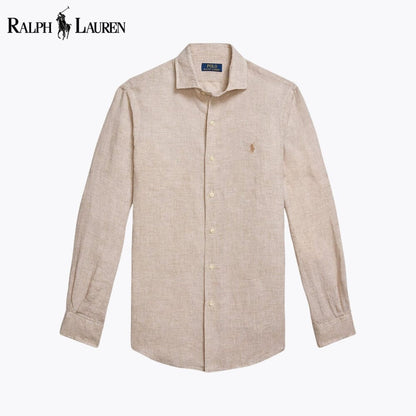 RL Custom Fit Linen Shirt RL Custom Fit Linen Shirt Slate Crown Beige White S 