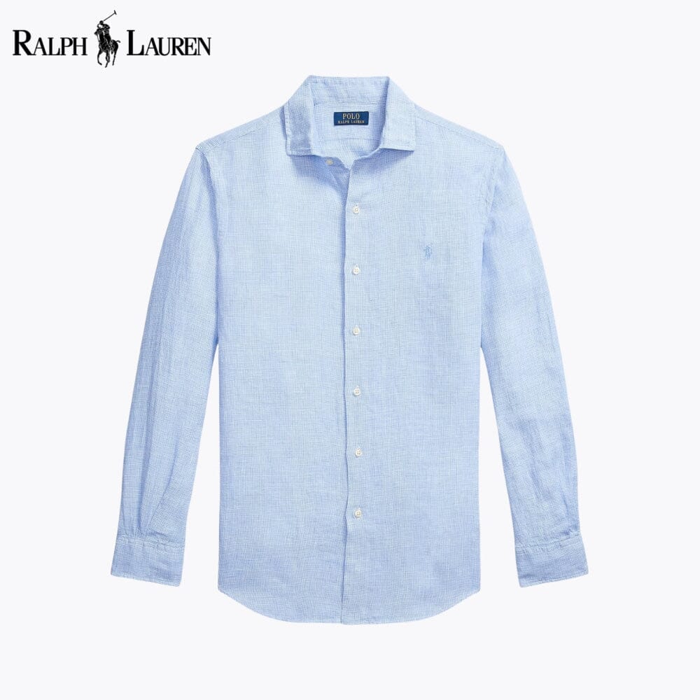 RL Custom Fit Linen Shirt RL Custom Fit Linen Shirt Slate Crown Blue White S 