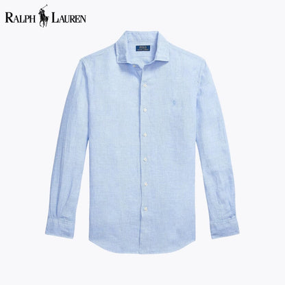 RL Custom Fit Linen Shirt RL Custom Fit Linen Shirt Slate Crown Blue White S 