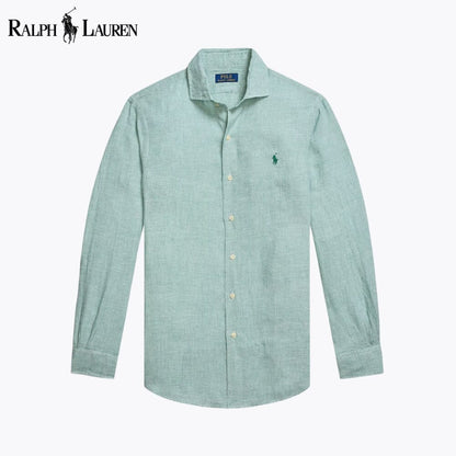 RL Custom Fit Linen Shirt RL Custom Fit Linen Shirt Slate Crown Green White S 