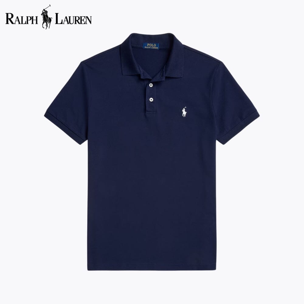 RL Custom Slim Fit Stretch Mesh Polo Shirt RL Custom Slim Fit Stretch Mesh Polo Shirt Slate Crown Blue Navy S 