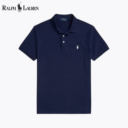 RL Custom Slim Fit Stretch Mesh Polo Shirt RL Custom Slim Fit Stretch Mesh Polo Shirt Slate Crown Blue Navy S 
