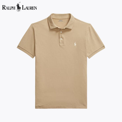 RL Custom Slim Fit Stretch Mesh Polo Shirt RL Custom Slim Fit Stretch Mesh Polo Shirt Slate Crown Khaki S 