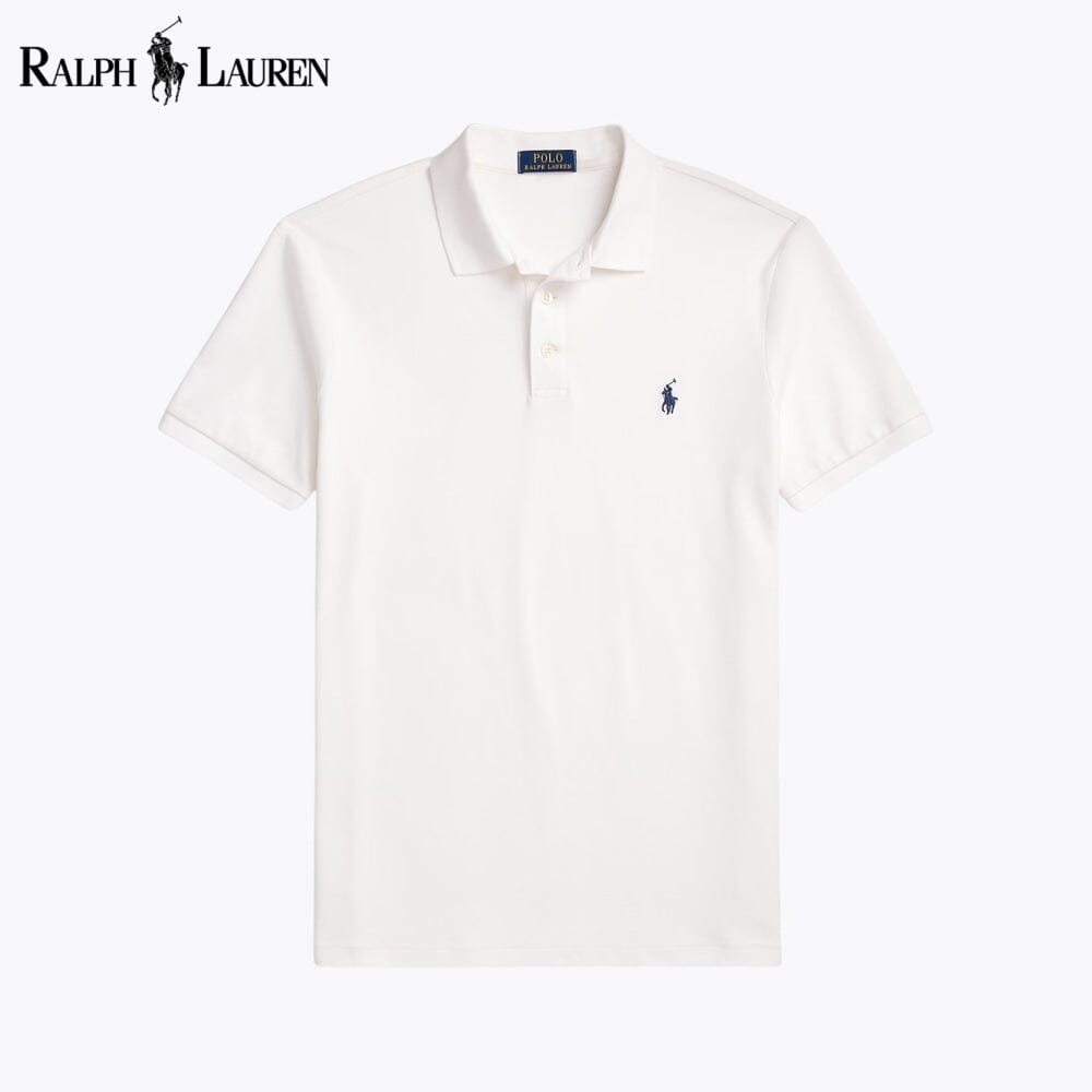 RL Custom Slim Fit Stretch Mesh Polo Shirt RL Custom Slim Fit Stretch Mesh Polo Shirt Slate Crown White S 