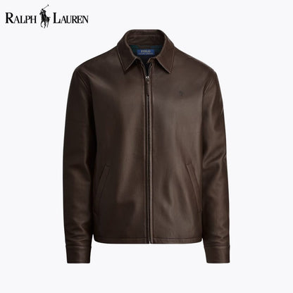 RL Leather Jacket RL The Bedford Twill Jacket Slate Crown Bison Brown S 