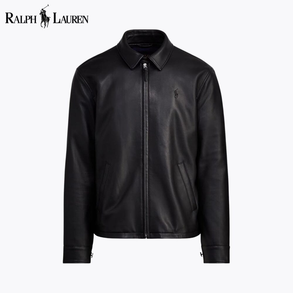 RL Leather Jacket RL The Bedford Twill Jacket Slate Crown Black S 
