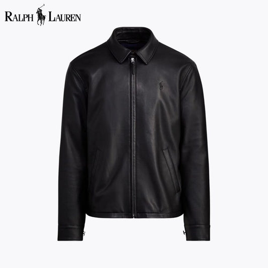 RL Leather Jacket RL The Bedford Twill Jacket Slate Crown Black S 