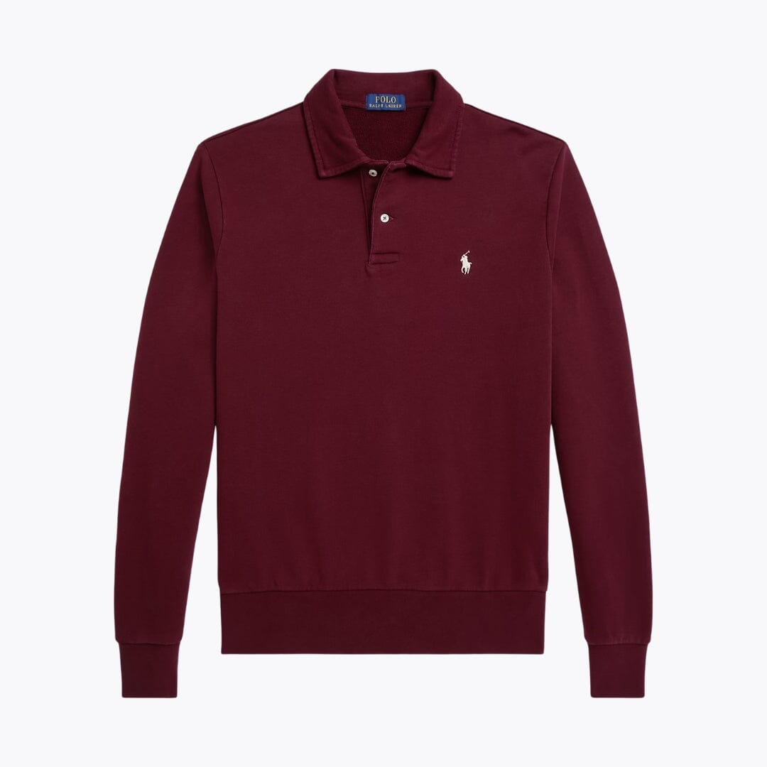 RL Loopback Fleece Collared Sweatshirt RL Loopback Fleece Collared Sweatshirt Slate Crown Classic Wine S 