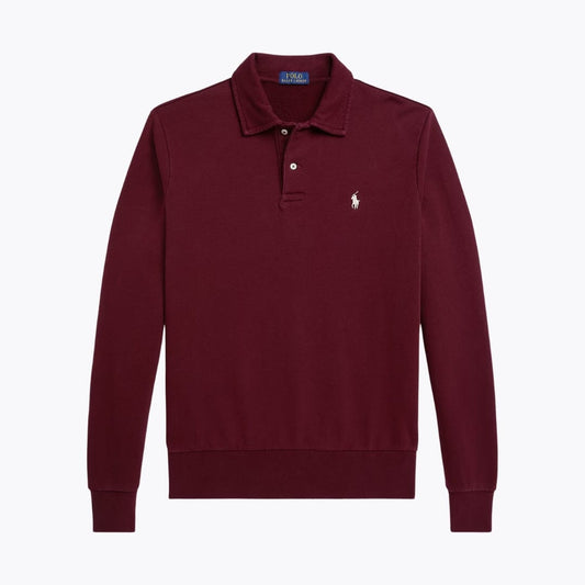 RL Loopback Fleece Collared Sweatshirt RL Loopback Fleece Collared Sweatshirt Slate Crown Classic Wine S 