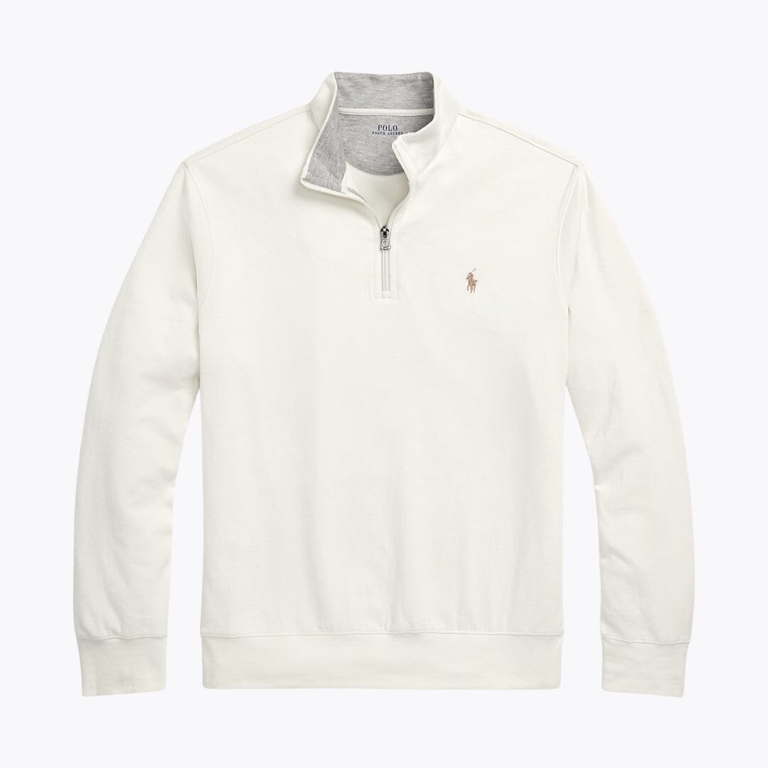 RL Luxury Jersey Quarter-Zip Pullover RL Luxury Jersey Quarter-Zip Pullover Slate Crown Parchment Cream S 