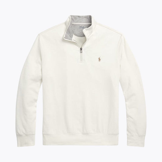 RL Luxury Jersey Quarter-Zip Pullover RL Luxury Jersey Quarter-Zip Pullover Slate Crown Parchment Cream S 