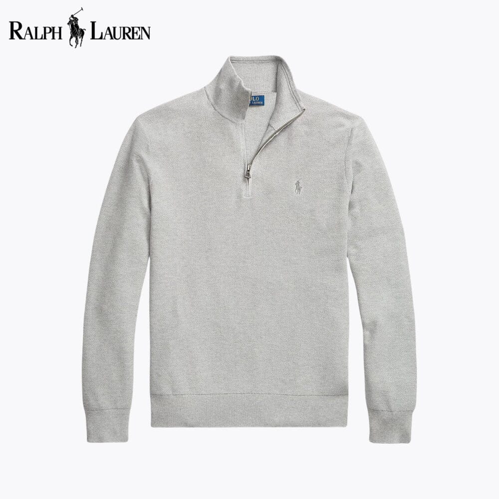 RL Mesh-Knit Cotton Quarter-Zip Sweater RL Mesh-Knit Cotton Quarter-Zip Sweater Slate Crown Grey S 