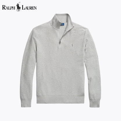 RL Mesh-Knit Cotton Quarter-Zip Sweater RL Mesh-Knit Cotton Quarter-Zip Sweater Slate Crown Grey S 