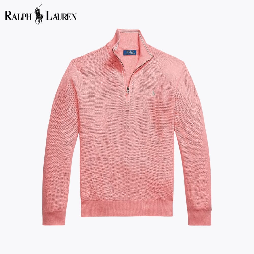 RL Mesh-Knit Cotton Quarter-Zip Sweater RL Mesh-Knit Cotton Quarter-Zip Sweater Slate Crown Rose S 