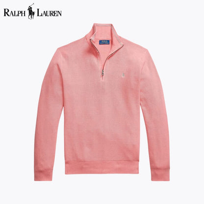 RL Mesh-Knit Cotton Quarter-Zip Sweater RL Mesh-Knit Cotton Quarter-Zip Sweater Slate Crown Rose S 