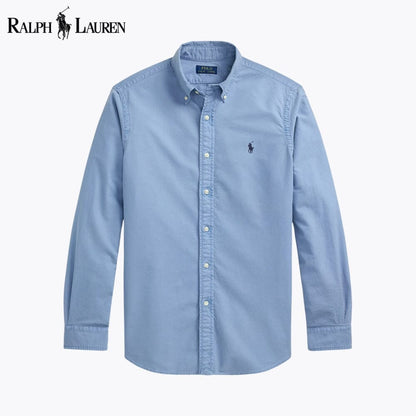 RL Slim Fit Garment-Dyed Oxford Shirt RL Slim Fit Garment-Dyed Oxford Shirt Slate Crown Channel Blue S 