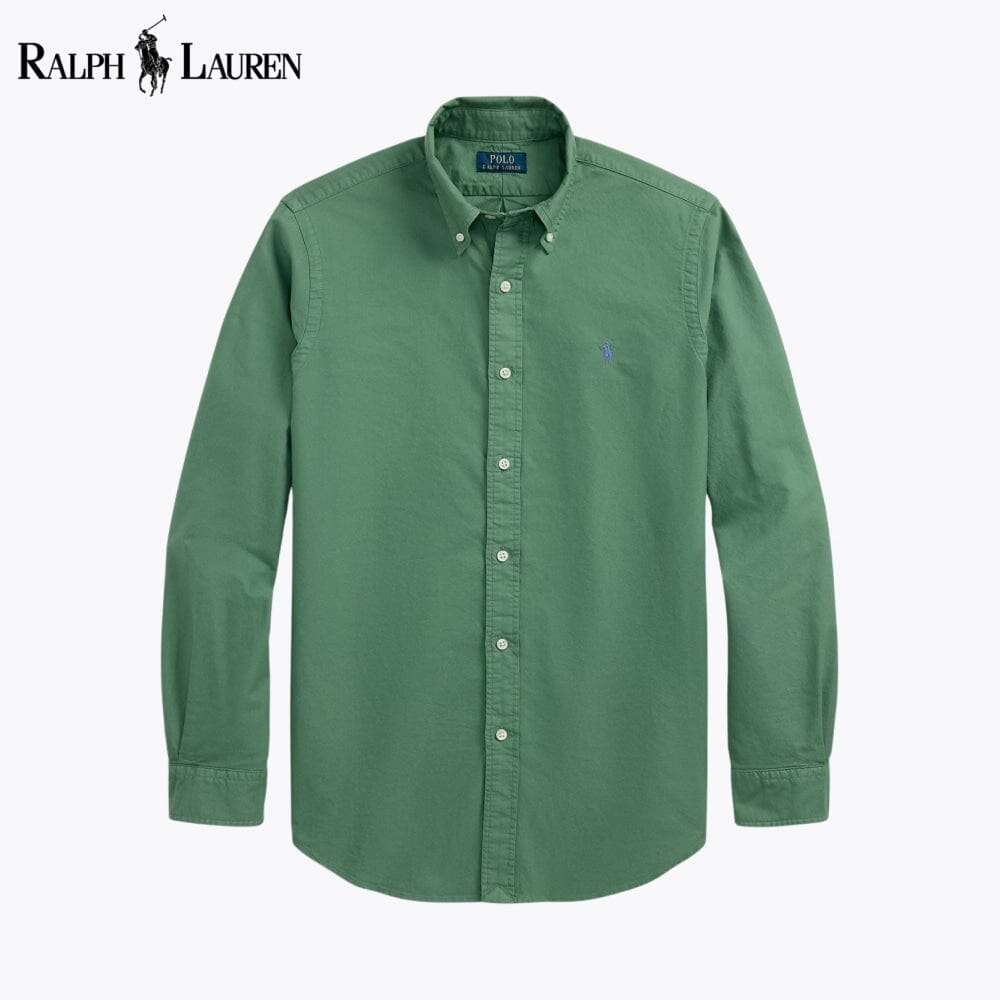 RL Slim Fit Garment-Dyed Oxford Shirt RL Slim Fit Garment-Dyed Oxford Shirt Slate Crown Green S 