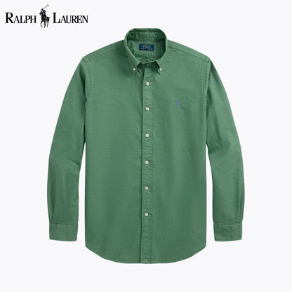 RL Slim Fit Garment-Dyed Oxford Shirt RL Slim Fit Garment-Dyed Oxford Shirt Slate Crown Green S 