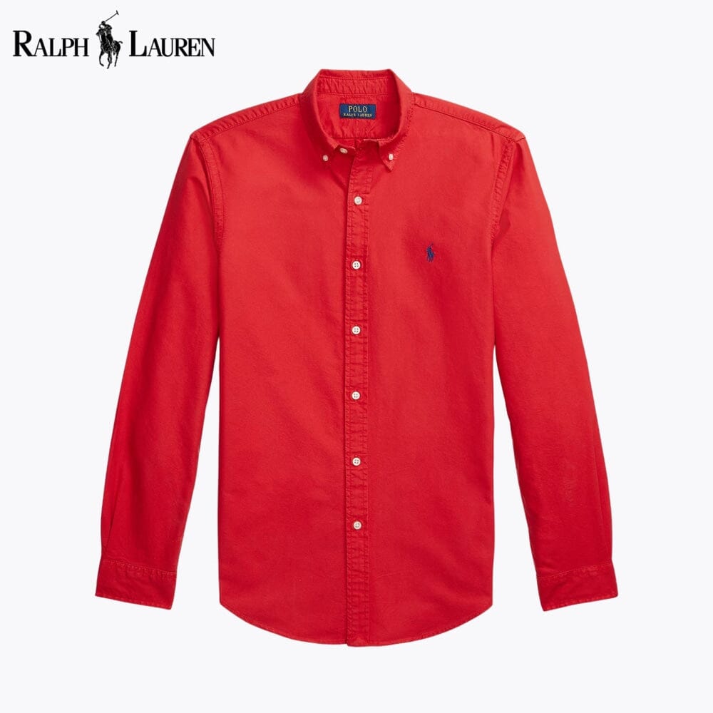 RL Slim Fit Garment-Dyed Oxford Shirt RL Slim Fit Garment-Dyed Oxford Shirt Slate Crown Red S 