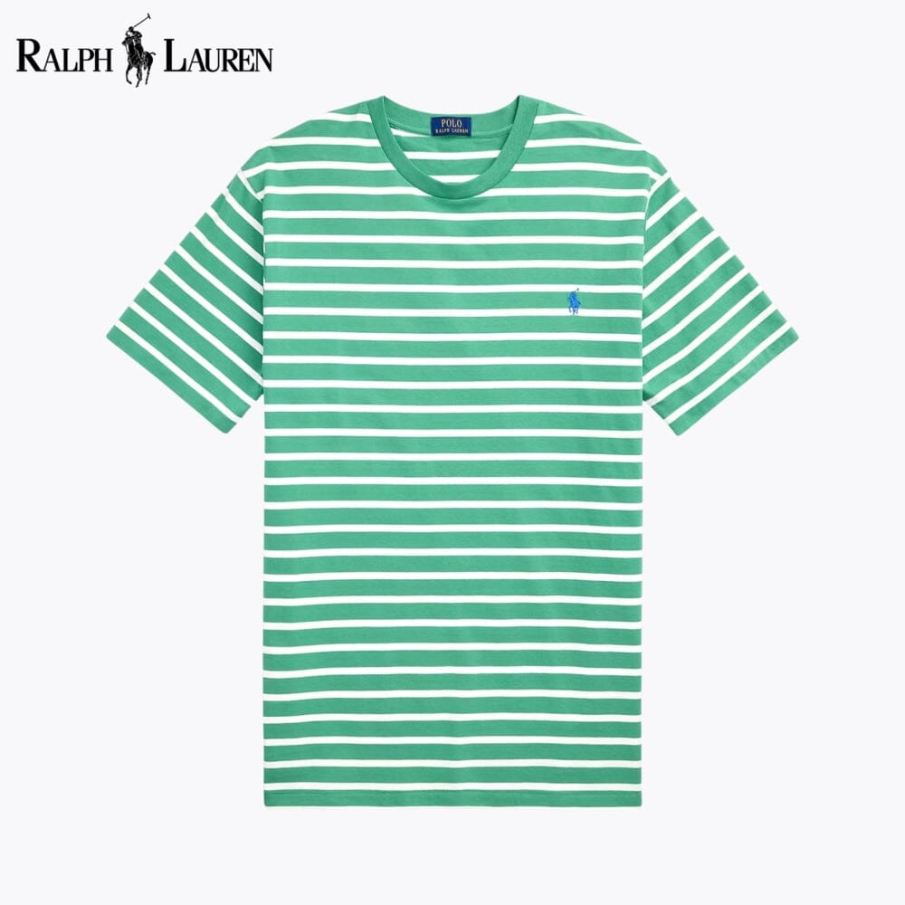 RL Striped Jersey Crewneck T-Shirt RL Striped Jersey Crewneck T-Shirt Slate Crown Green/White S 