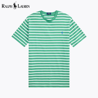 RL Striped Jersey Crewneck T-Shirt RL Striped Jersey Crewneck T-Shirt Slate Crown Green/White S 