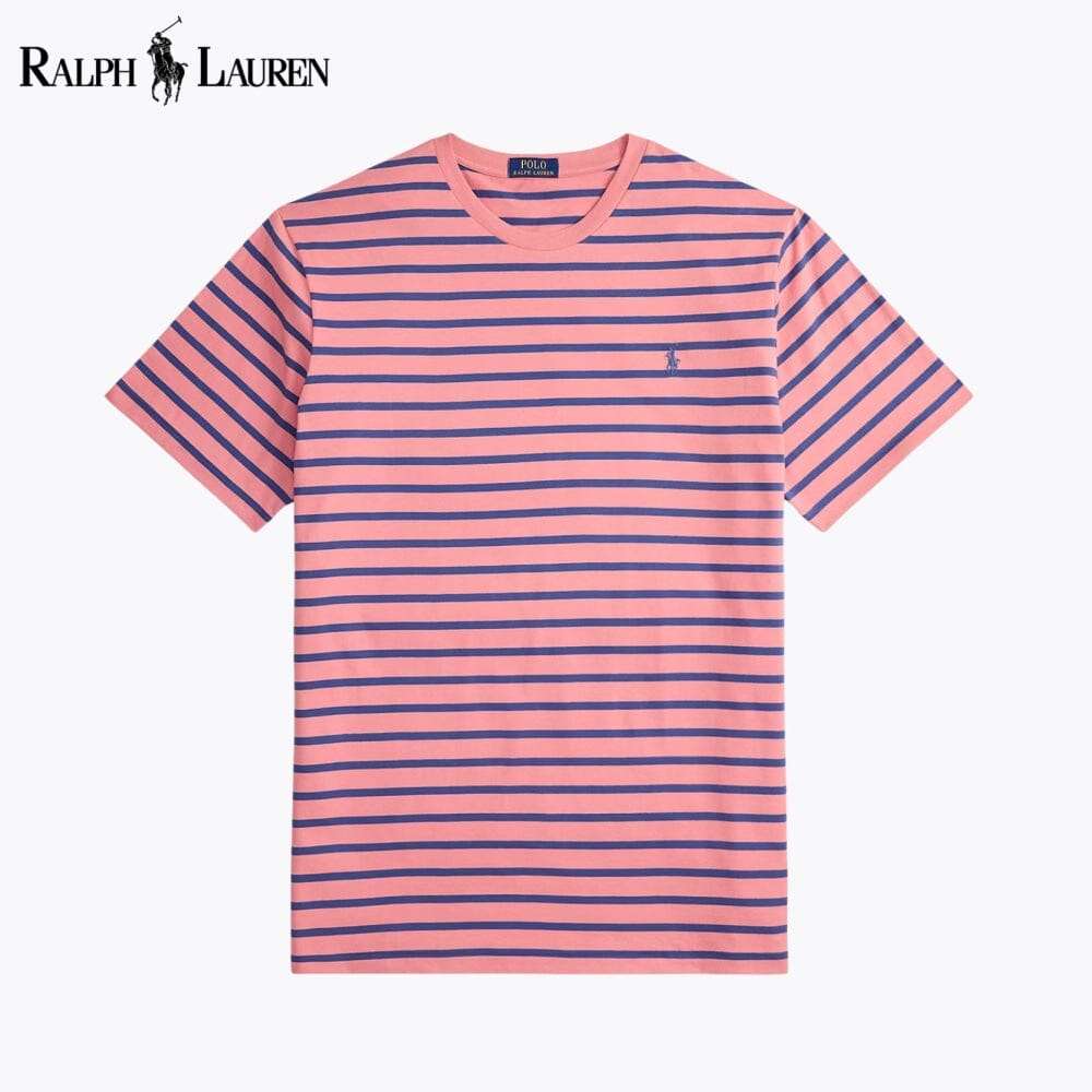 RL Striped Jersey Crewneck T-Shirt RL Striped Jersey Crewneck T-Shirt Slate Crown Rose/Old Royal S 