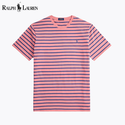 RL Striped Jersey Crewneck T-Shirt RL Striped Jersey Crewneck T-Shirt Slate Crown Rose/Old Royal S 
