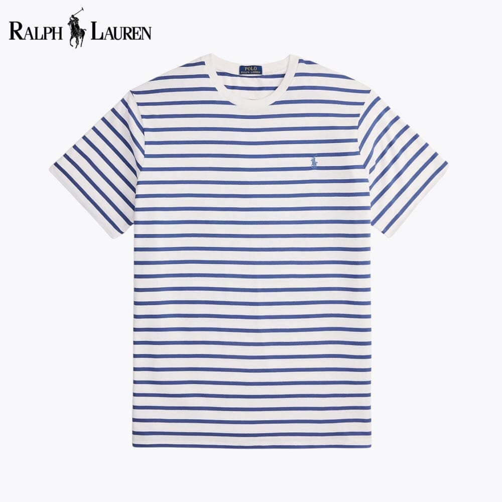 RL Striped Jersey Crewneck T-Shirt RL Striped Jersey Crewneck T-Shirt Slate Crown White/Old Royal S 
