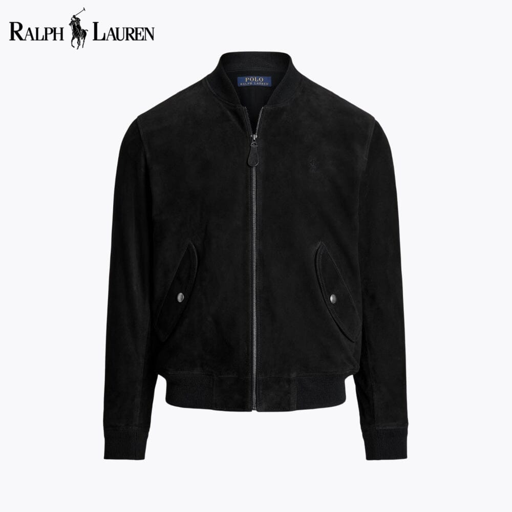 RL Suede Bomber Jacket RL Suede Bomber Jacket Slate Crown Polo Black S 