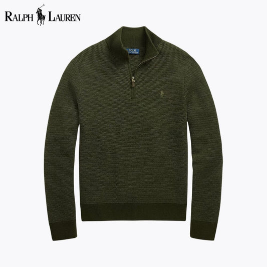 RL Washable Wool Quarter-Zip Sweater RL Washable Wool Quarter-Zip Sweater Slate Crown Olive S 