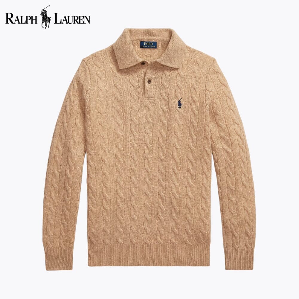 RL Wool–Cashmere Cable-Knit Jumper RL Wool–Cashmere Cable-Knit Jumper Slate Crown Camel S 