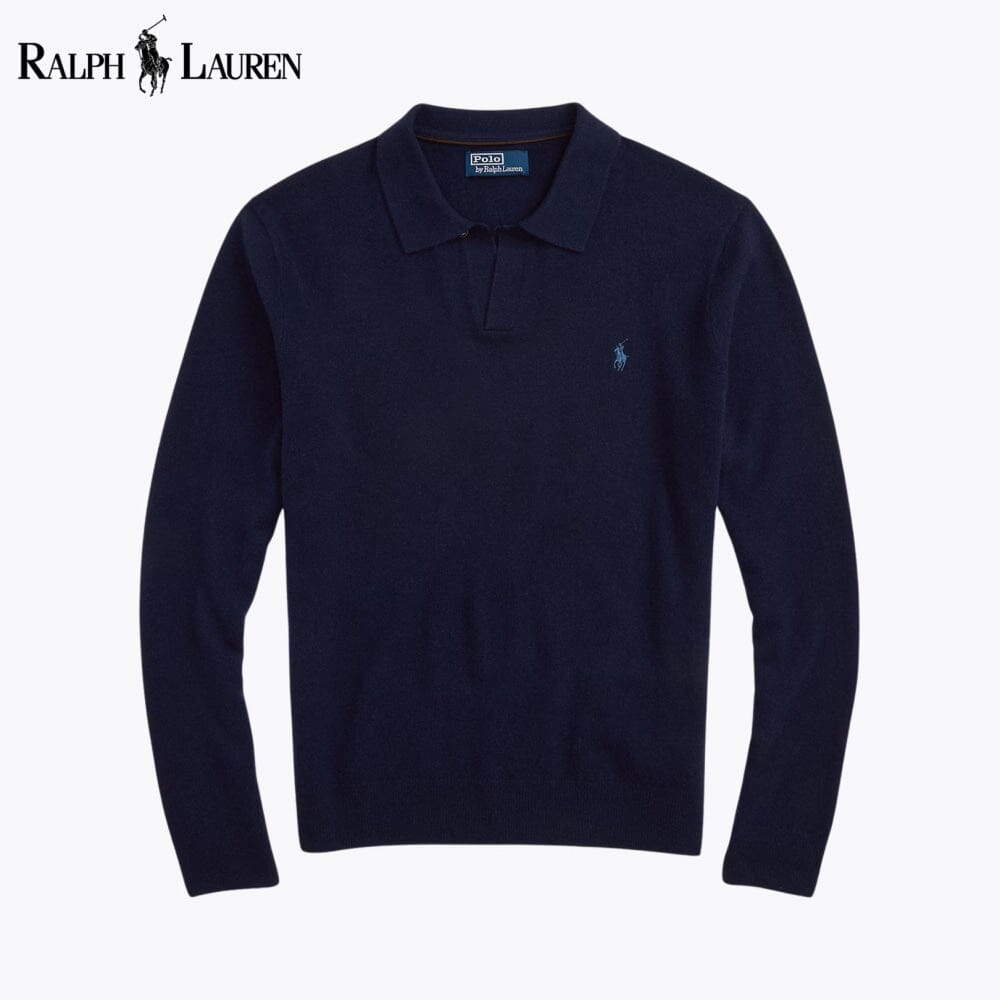 RL Wool Johnny-Collar Sweater RL Wool Johnny-Collar Sweater Slate Crown Blue Navy S 