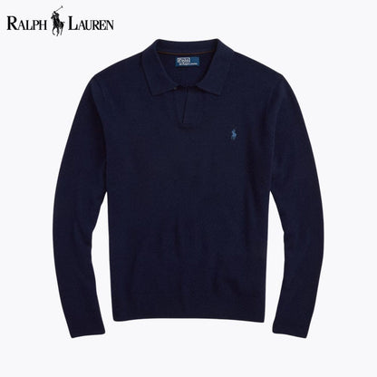 RL Wool Johnny-Collar Sweater RL Wool Johnny-Collar Sweater Slate Crown Blue Navy S 