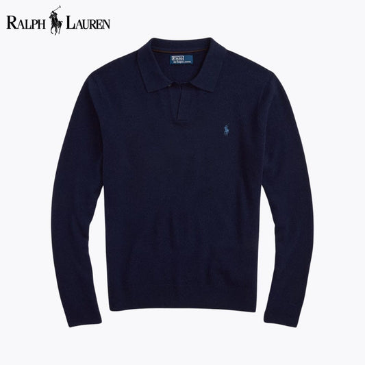 RL Wool Johnny-Collar Sweater RL Wool Johnny-Collar Sweater Slate Crown Blue Navy S 