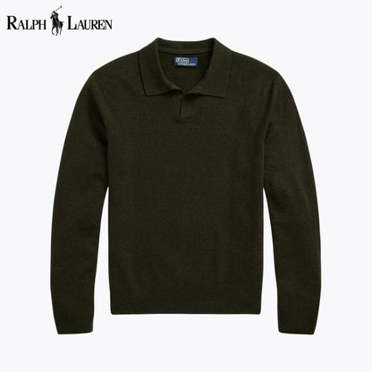 RL Wool Johnny-Collar Sweater RL Wool Johnny-Collar Sweater Slate Crown Leaf Green S 