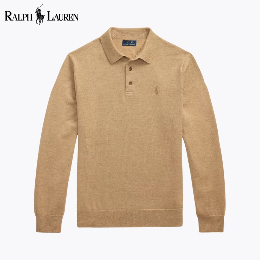 RL Wool Polo-Collar Jumper RL Wool Polo-Collar Sweater Slate Crown Camel S 