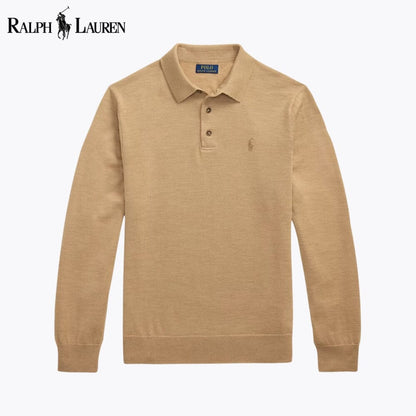 RL Wool Polo-Collar Jumper RL Wool Polo-Collar Sweater Slate Crown Camel S 