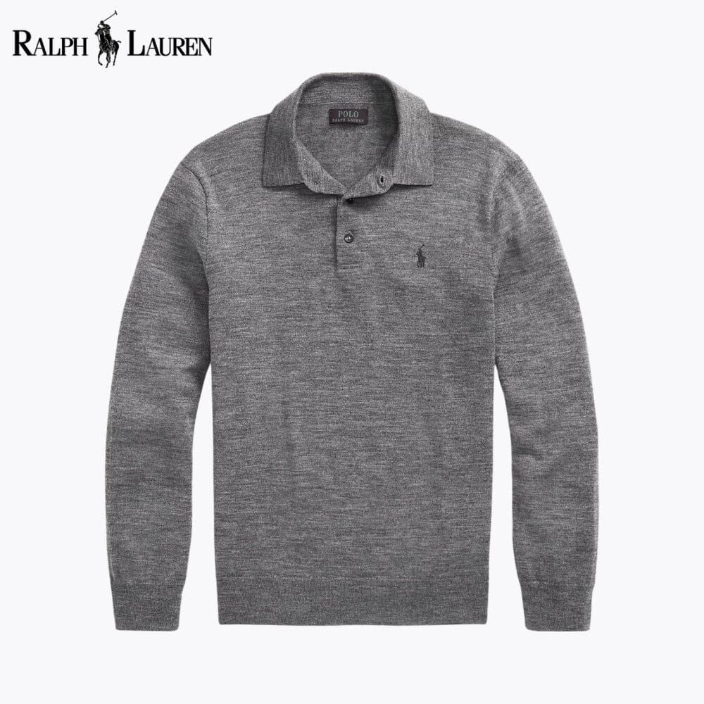 RL Wool Polo-Collar Jumper RL Wool Polo-Collar Sweater Slate Crown Grey S 