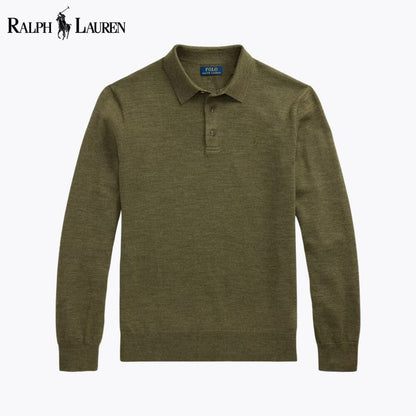RL Wool Polo-Collar Jumper RL Wool Polo-Collar Sweater Slate Crown Olive S 