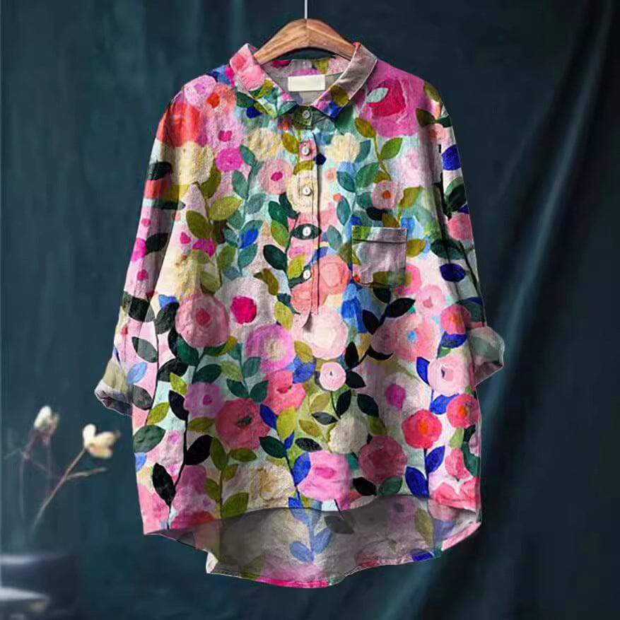 Rosie- VINTAGE FLORAL BLOUSE Shirt Belleza & Glamour Flower Garden S 