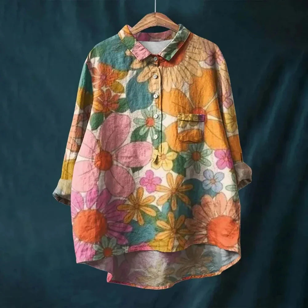 Rosie- VINTAGE FLORAL BLOUSE Shirt Belleza & Glamour Summer Garden S 