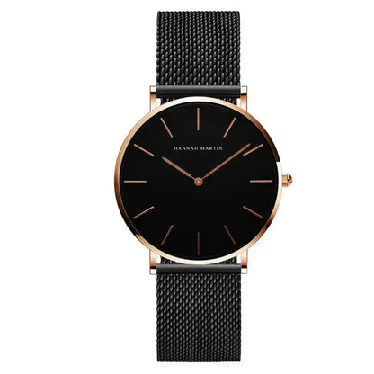 Round Women's Wrist Watch Relógio de Pulso Feminino Redondo Belleza & Glamour Black with Gold 